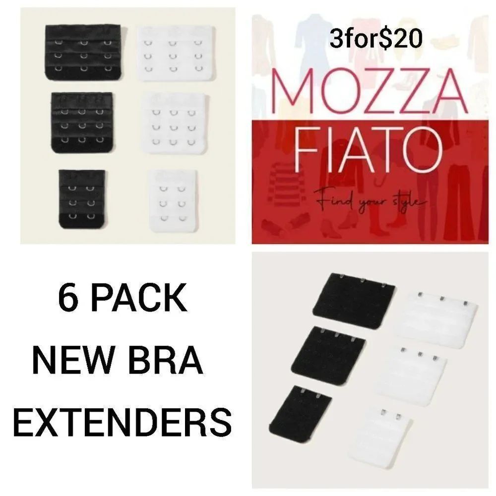 3for$20 NWT 6PACK of bra extenders white black